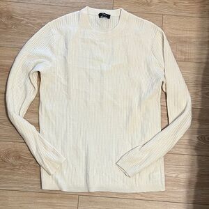 Theory cream ribbed cashmere crew neck sweater